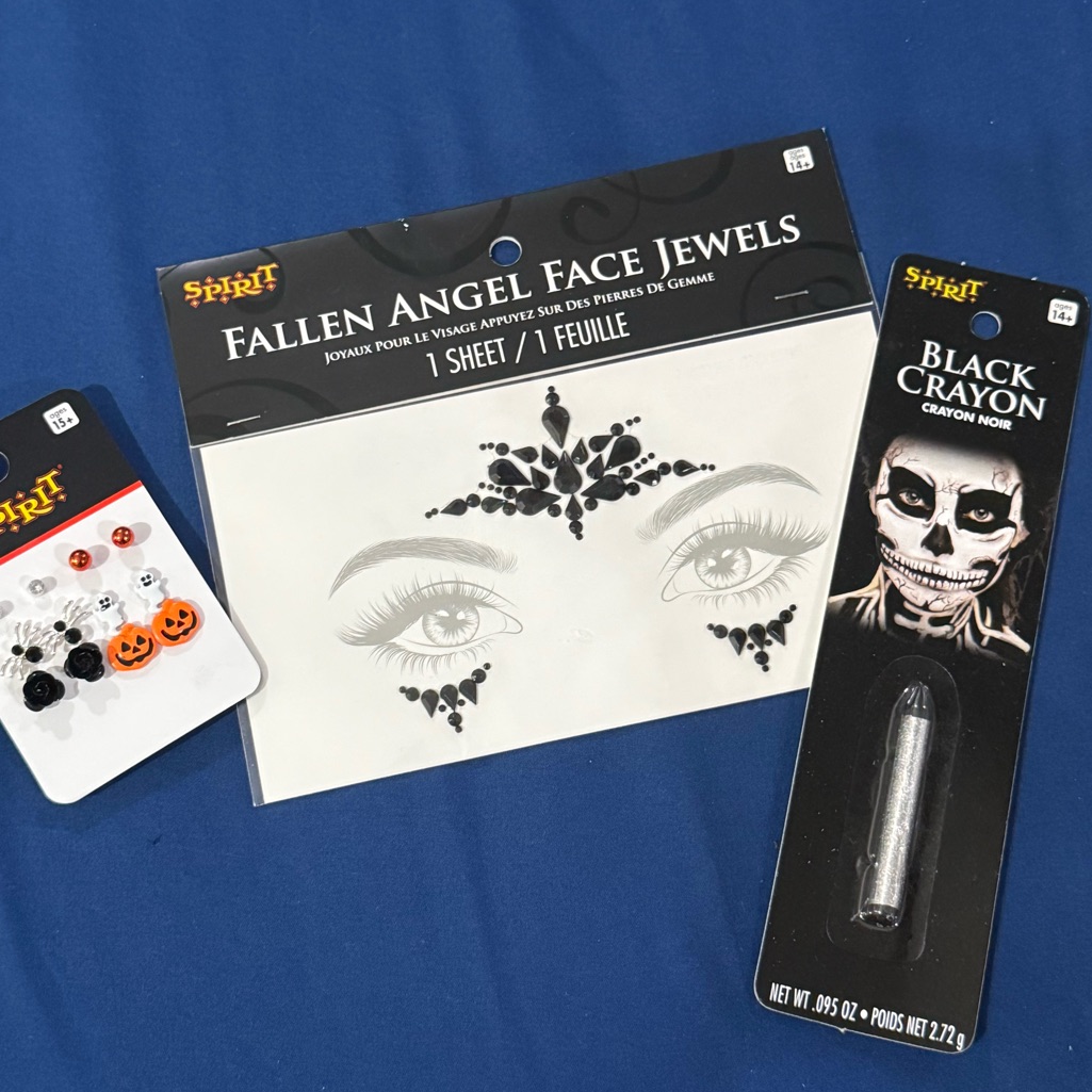 Spirit Silver Costume Studs, Black Face Crayon, Fallen Angel Face Jewels! New